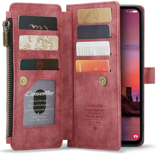 CaseMe C30 Samsung Galaxy A25 Hoesje Pasjeshouder Book Case Rood afbeelding 1