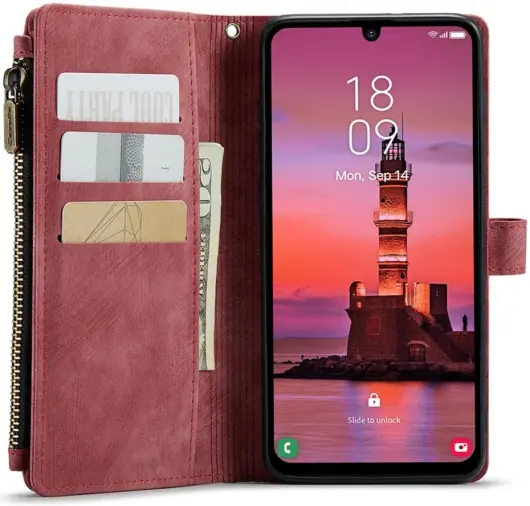 CaseMe C30 Samsung Galaxy A25 Hoesje Pasjeshouder Book Case Rood afbeelding 11