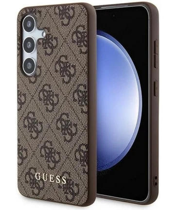 Guess Samsung Galaxy A55 Hoesje Hard Case 4G Gold Logo Bruin Hoesjes