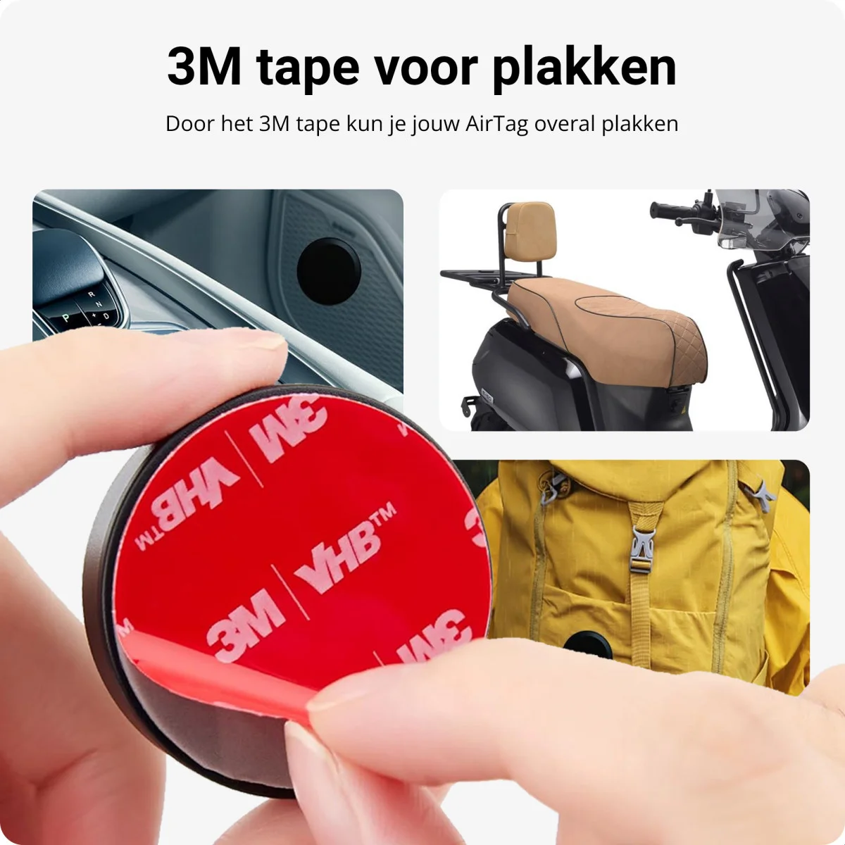 (4 pack) Waterdichte AirTag Hoes met 3M Tape voor Plakken Zwart afbeelding 7