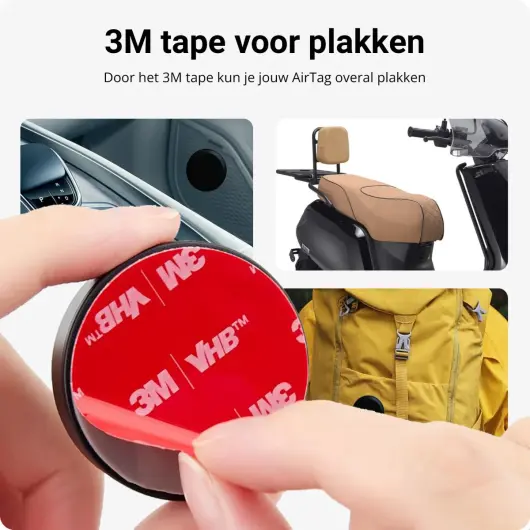 (4 pack) Waterdichte AirTag Hoes met 3M Tape voor Plakken Zwart afbeelding 7