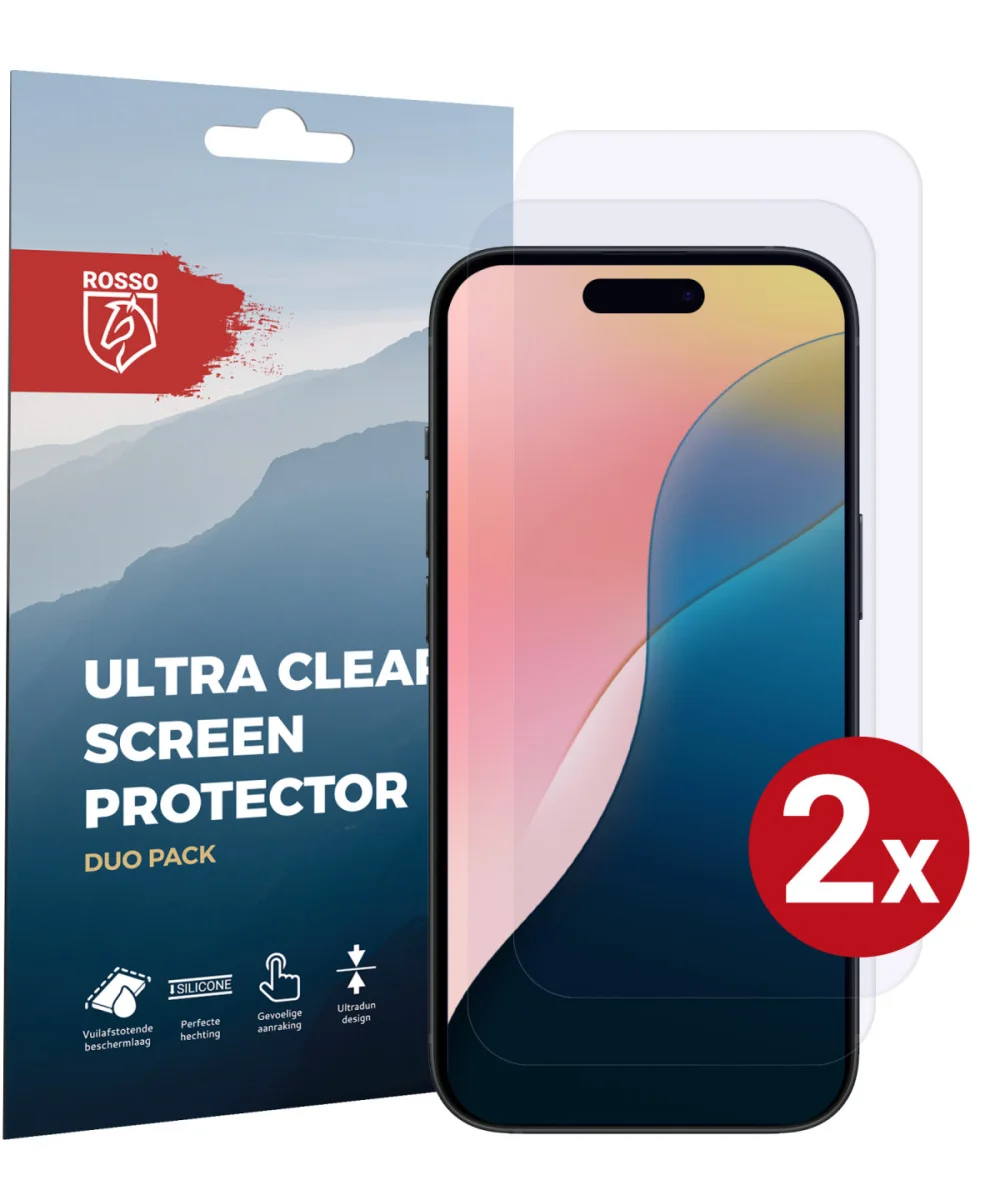 Rosso Apple iPhone 16 Plus Screen Protector Case Friendly Folie Duo Pack afbeelding 1