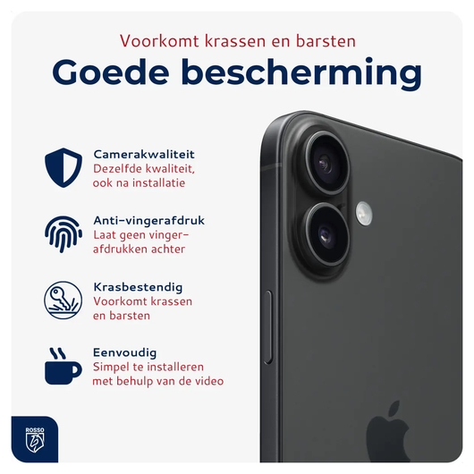 Rosso Apple iPhone 16 / 16 Plus Camera Lens Protector Zwart afbeelding 2