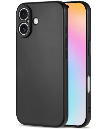 Apple iPhone 16 Hoesje Dun TPU Back Cover Matte Zwart Hoesjes