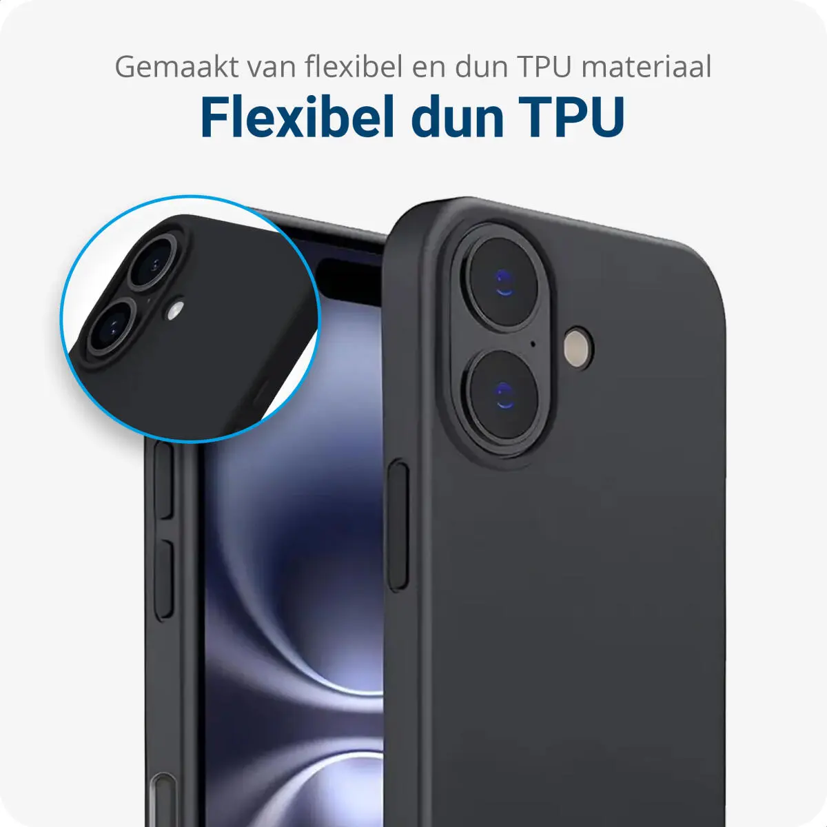 Apple iPhone 16 Hoesje Dun TPU Back Cover Matte Zwart afbeelding 3