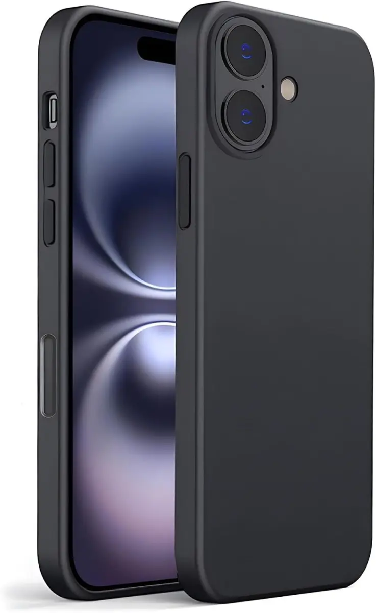 Apple iPhone 16 Hoesje Dun TPU Back Cover Matte Zwart afbeelding 1