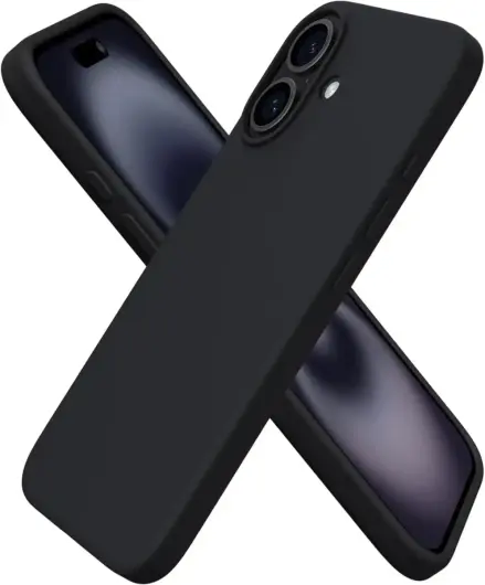 Apple iPhone 16 Hoesje Dun TPU Back Cover Matte Zwart afbeelding 5
