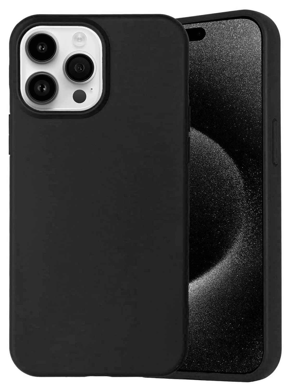 Apple iPhone 16 Pro Hoesje Dun TPU Back Cover Matte Zwart afbeelding 1