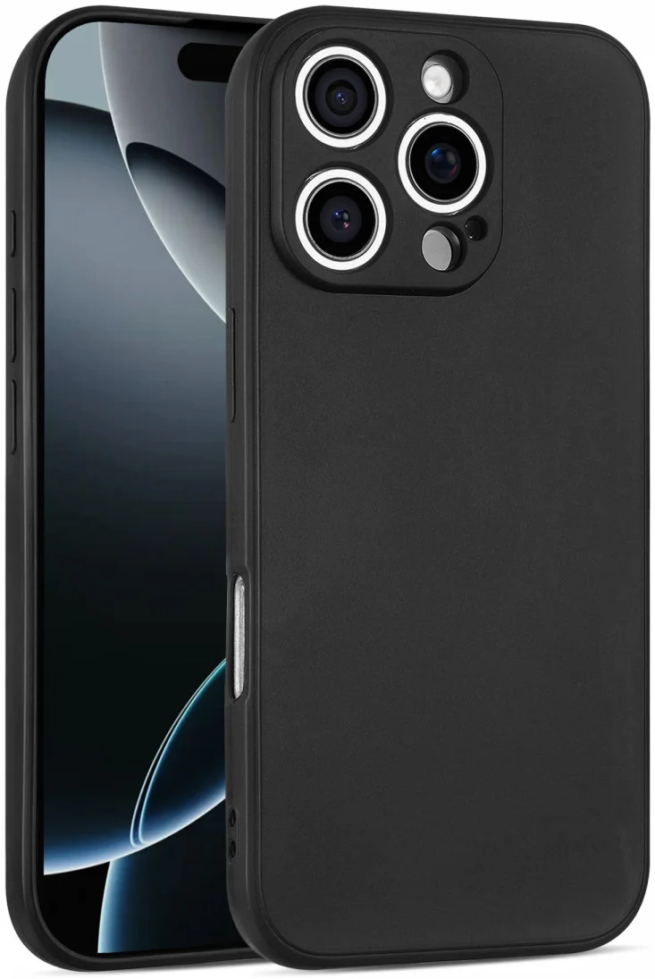 Apple iPhone 16 Pro Hoesje Dun TPU Back Cover Matte Zwart afbeelding 1