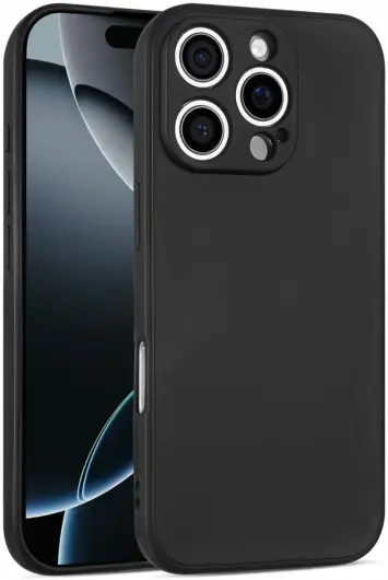 Apple iPhone 16 Pro Hoesje Dun TPU Back Cover Matte Zwart afbeelding 1