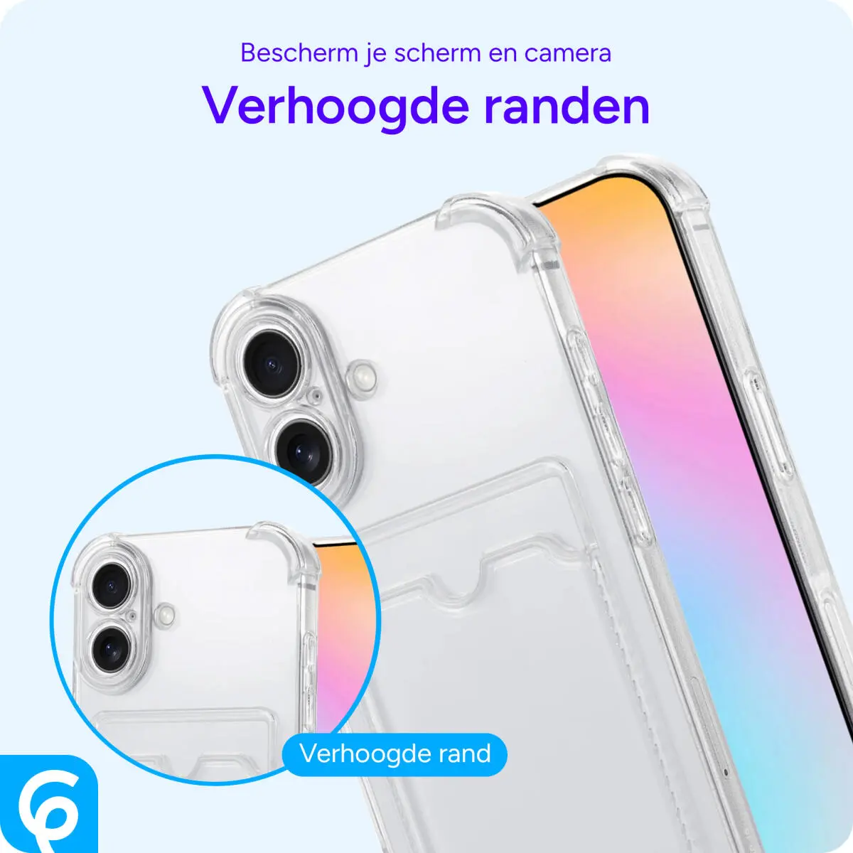 Apple iPhone 16 Hoesje Dun TPU met Pasjeshouder Back Cover Transparant afbeelding 3