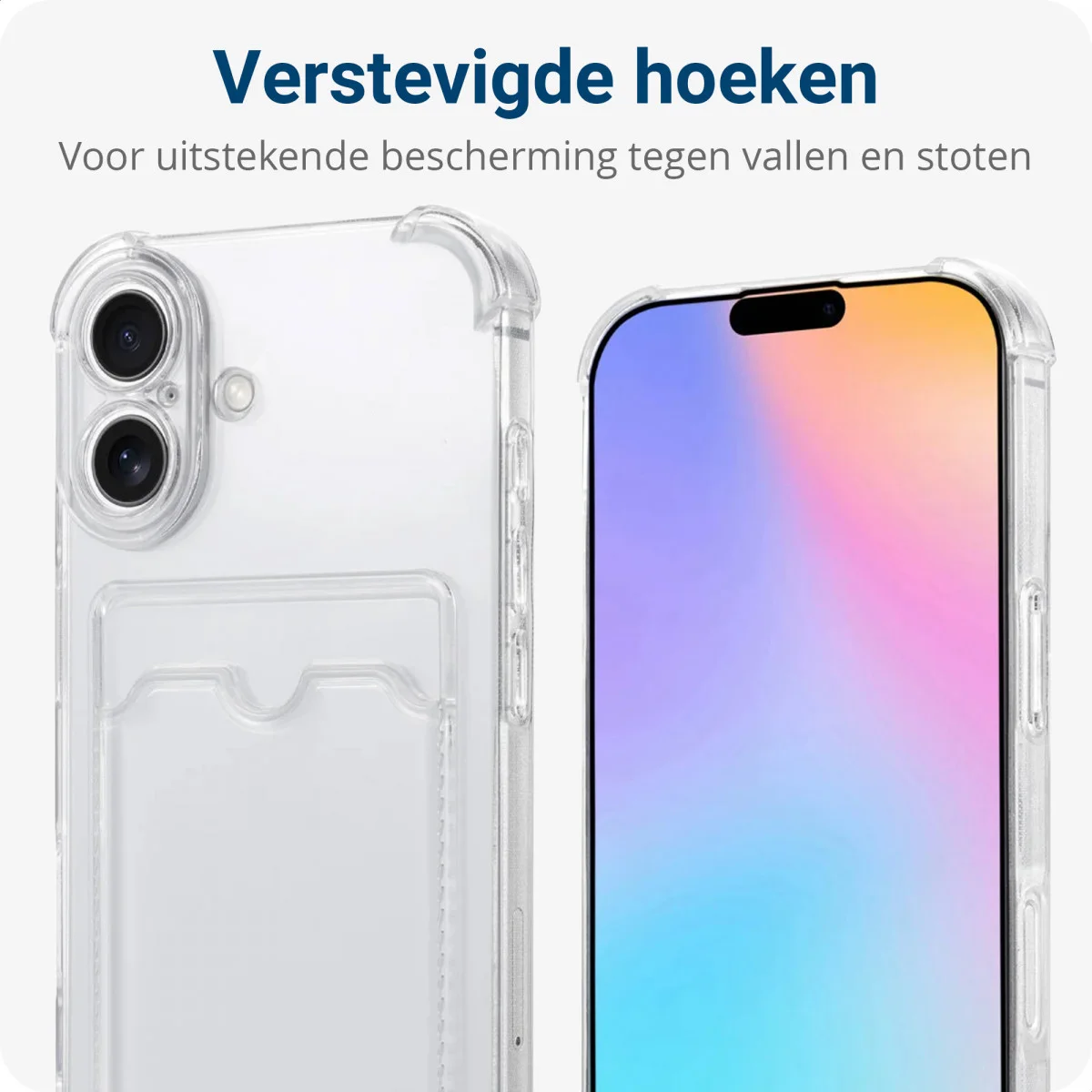 Apple iPhone 16 Hoesje Dun TPU met Pasjeshouder Back Cover Transparant afbeelding 2