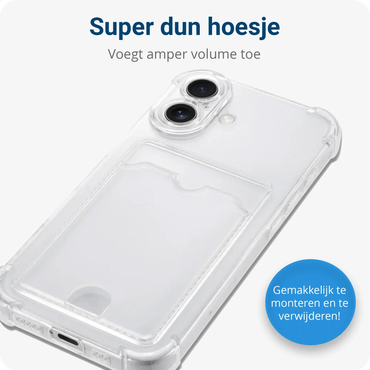 Apple iPhone 16 Hoesje Dun TPU met Pasjeshouder Back Cover Transparant afbeelding 3