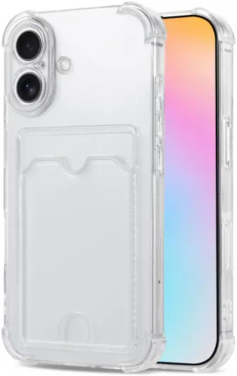 Apple iPhone 16 Hoesje Dun TPU met Pasjeshouder Back Cover Transparant afbeelding 1