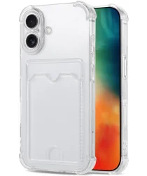 Apple iPhone 16 Plus Hoesje Dun TPU met Pasjeshouder Back Cover Transparant