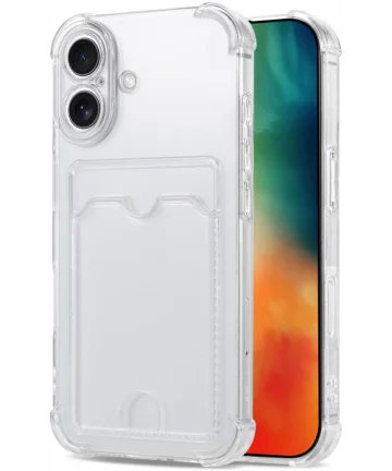 Apple iPhone 16 Plus Hoesje Dun TPU met Pasjeshouder Back Cover Transparant Hoesjes