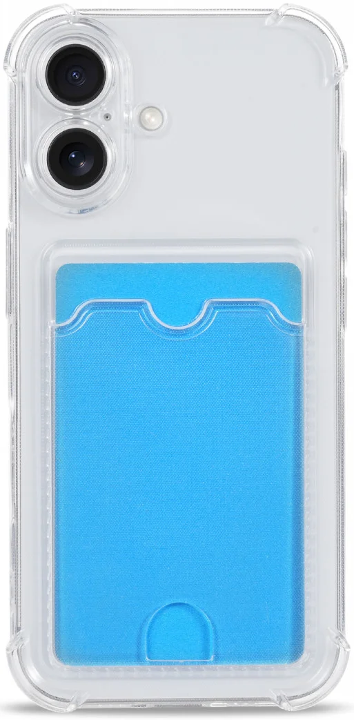 Apple iPhone 16 Plus Hoesje Dun TPU met Pasjeshouder Back Cover Transparant afbeelding 2
