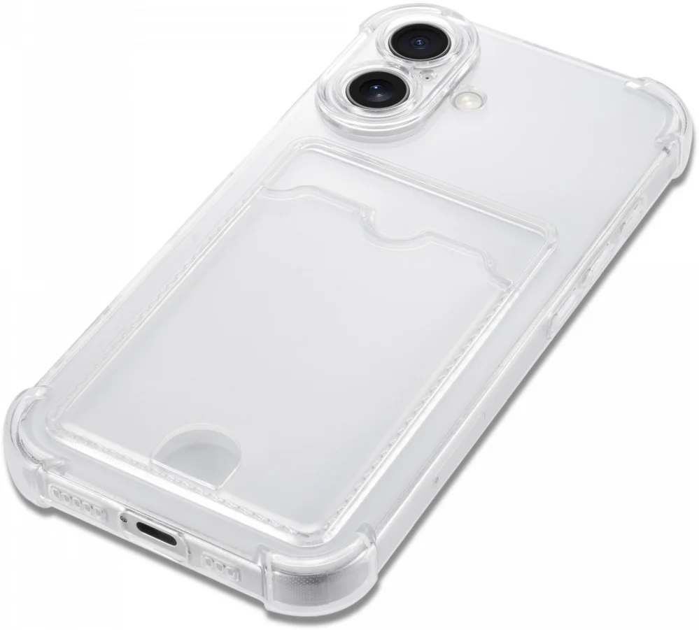 Apple iPhone 16 Plus Hoesje Dun TPU met Pasjeshouder Back Cover Transparant afbeelding 5