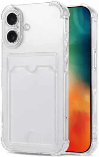 Apple iPhone 16 Plus Hoesje Dun TPU met Pasjeshouder Back Cover Transparant afbeelding 1