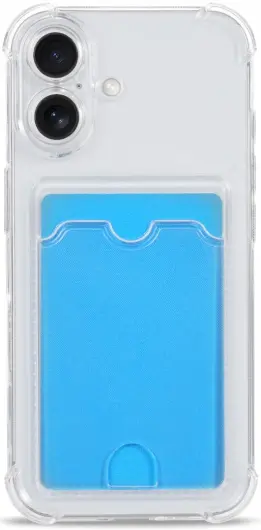 Apple iPhone 16 Plus Hoesje Dun TPU met Pasjeshouder Back Cover Transparant afbeelding 2
