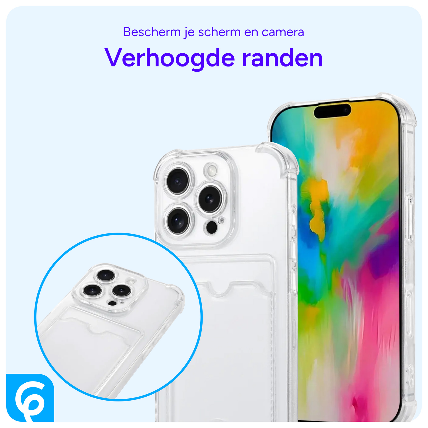 Apple iPhone 16 Pro Hoesje Dun TPU met Pasjeshouder Back Cover Transparant afbeelding 5