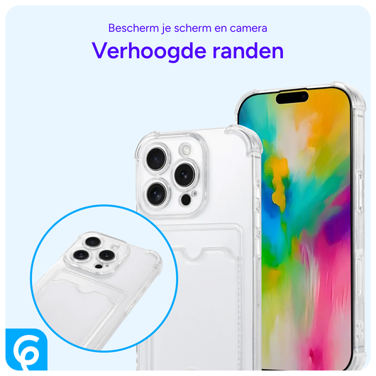 Apple iPhone 16 Pro Hoesje Dun TPU met Pasjeshouder Back Cover Transparant afbeelding 5
