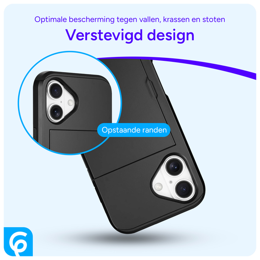 Apple iPhone 16 Hoesje met Slider Kaarthouder Back Cover Zwart afbeelding 2