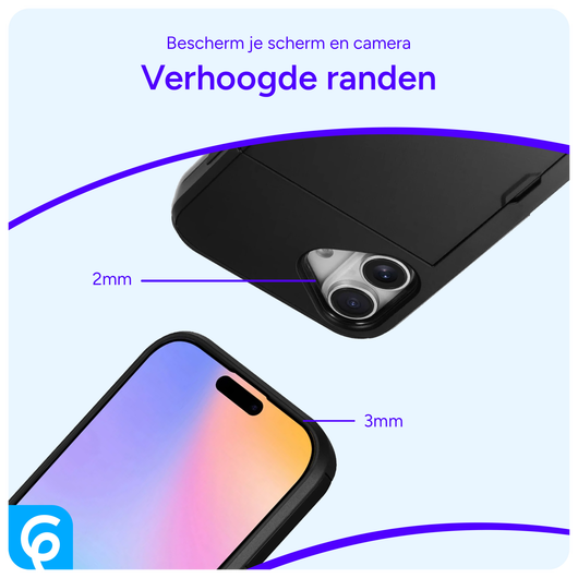 Apple iPhone 16 Hoesje met Slider Kaarthouder Back Cover Zwart afbeelding 3