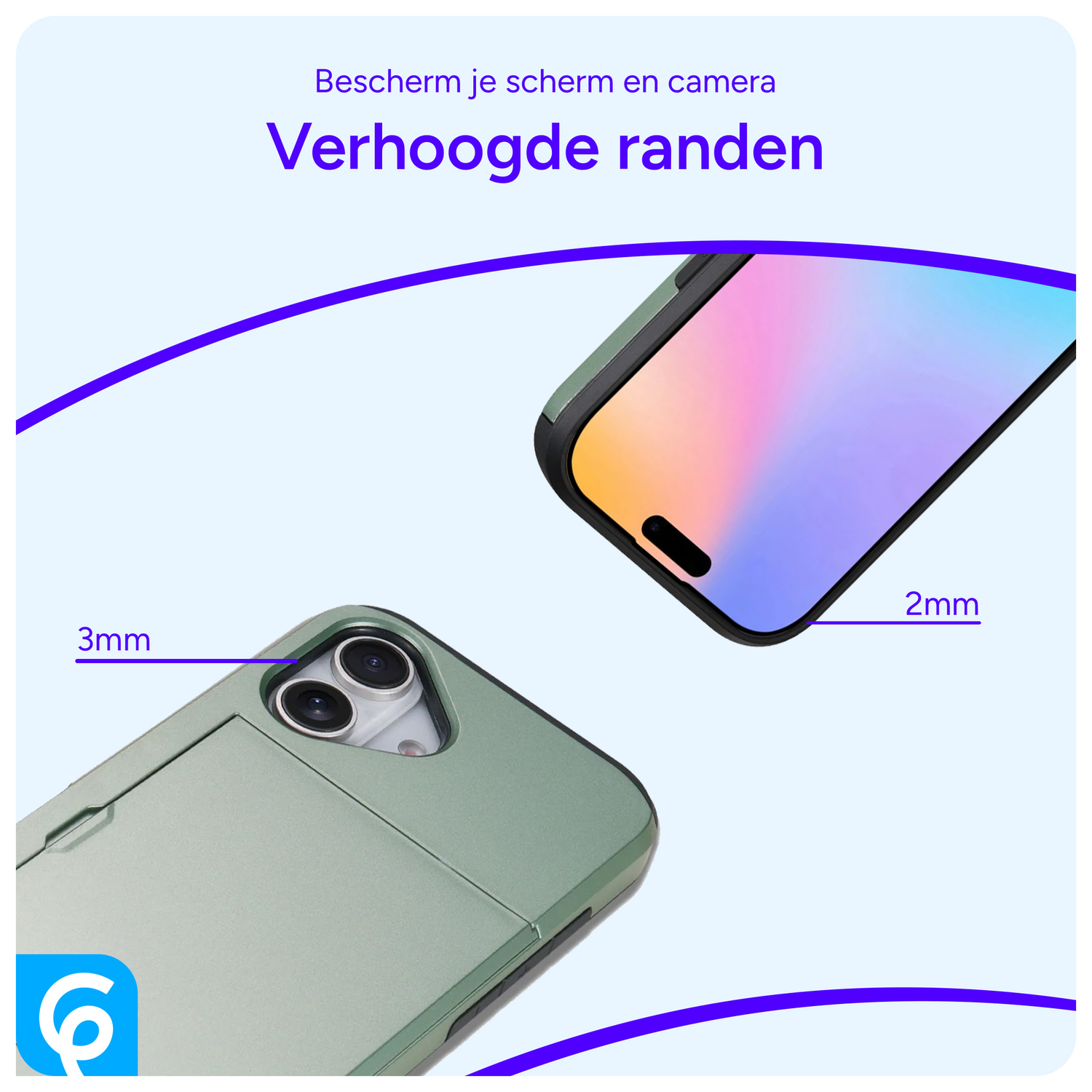 Apple iPhone 16 Hoesje met Slider Kaarthouder Back Cover Groen afbeelding 5