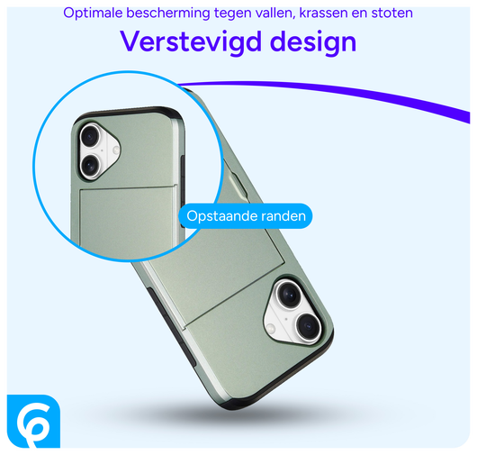 Apple iPhone 16 Hoesje met Slider Kaarthouder Back Cover Groen afbeelding 3