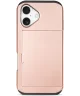 Apple iPhone 16 Hoesje met Slider Kaarthouder Back Cover Roze