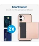 Apple iPhone 16 Hoesje met Slider Kaarthouder Back Cover Roze