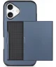 Apple iPhone 16 Hoesje met Slider Kaarthouder Back Cover Blauw