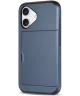 Apple iPhone 16 Hoesje met Slider Kaarthouder Back Cover Blauw