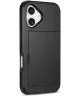 Apple iPhone 16 Plus Hoesje met Slider Kaarthouder Back Cover Zwart