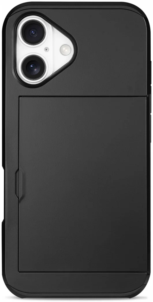 Apple iPhone 16 Plus Hoesje met Slider Kaarthouder Back Cover Zwart afbeelding 6