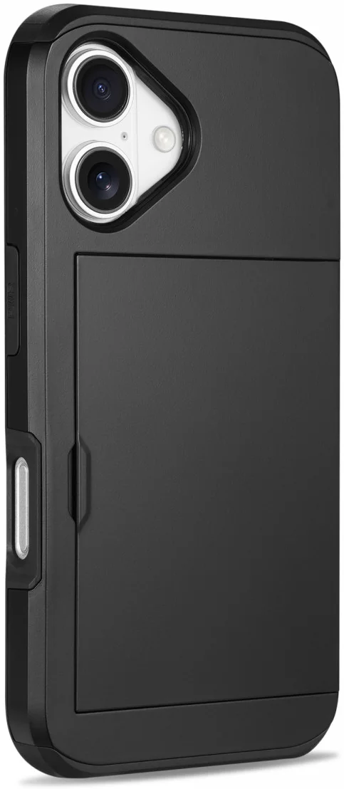 Apple iPhone 16 Plus Hoesje met Slider Kaarthouder Back Cover Zwart afbeelding 7