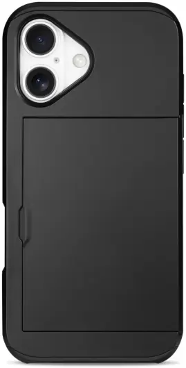 Apple iPhone 16 Plus Hoesje met Slider Kaarthouder Back Cover Zwart afbeelding 6