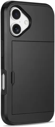 Apple iPhone 16 Plus Hoesje met Slider Kaarthouder Back Cover Zwart afbeelding 7
