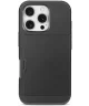 Apple iPhone 16 Pro Hoesje met Slider Kaarthouder Back Cover Zwart