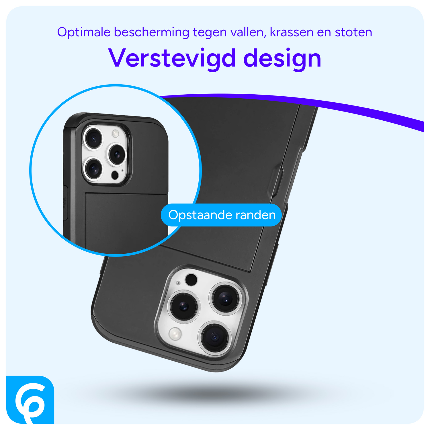Apple iPhone 16 Pro Hoesje met Slider Kaarthouder Back Cover Zwart afbeelding 2
