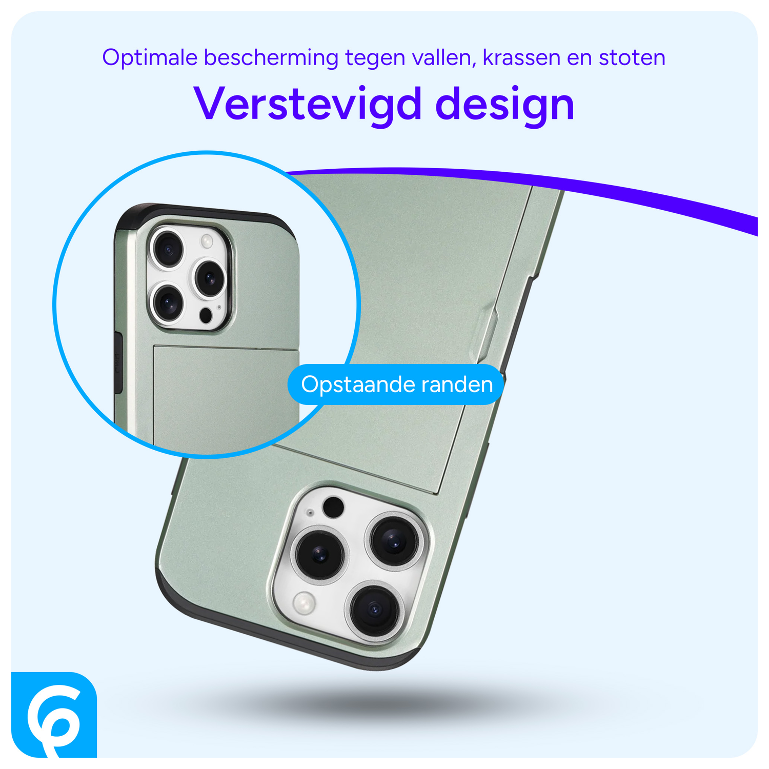 Apple iPhone 16 Pro Hoesje met Slider Kaarthouder Back Cover Groen afbeelding 2