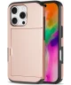 Apple iPhone 16 Pro Hoesje met Slider Kaarthouder Back Cover Roze