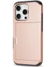 Apple iPhone 16 Pro Hoesje met Slider Kaarthouder Back Cover Roze