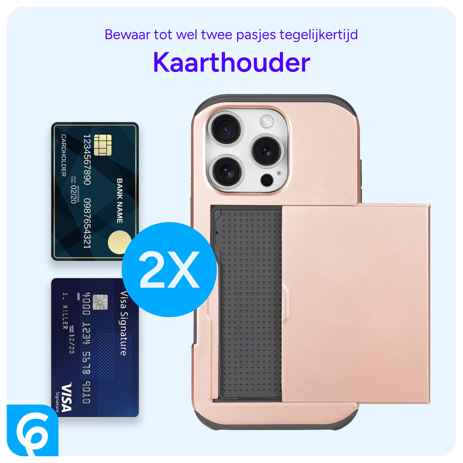 Apple iPhone 16 Pro Hoesje met Slider Kaarthouder Back Cover Roze afbeelding 6