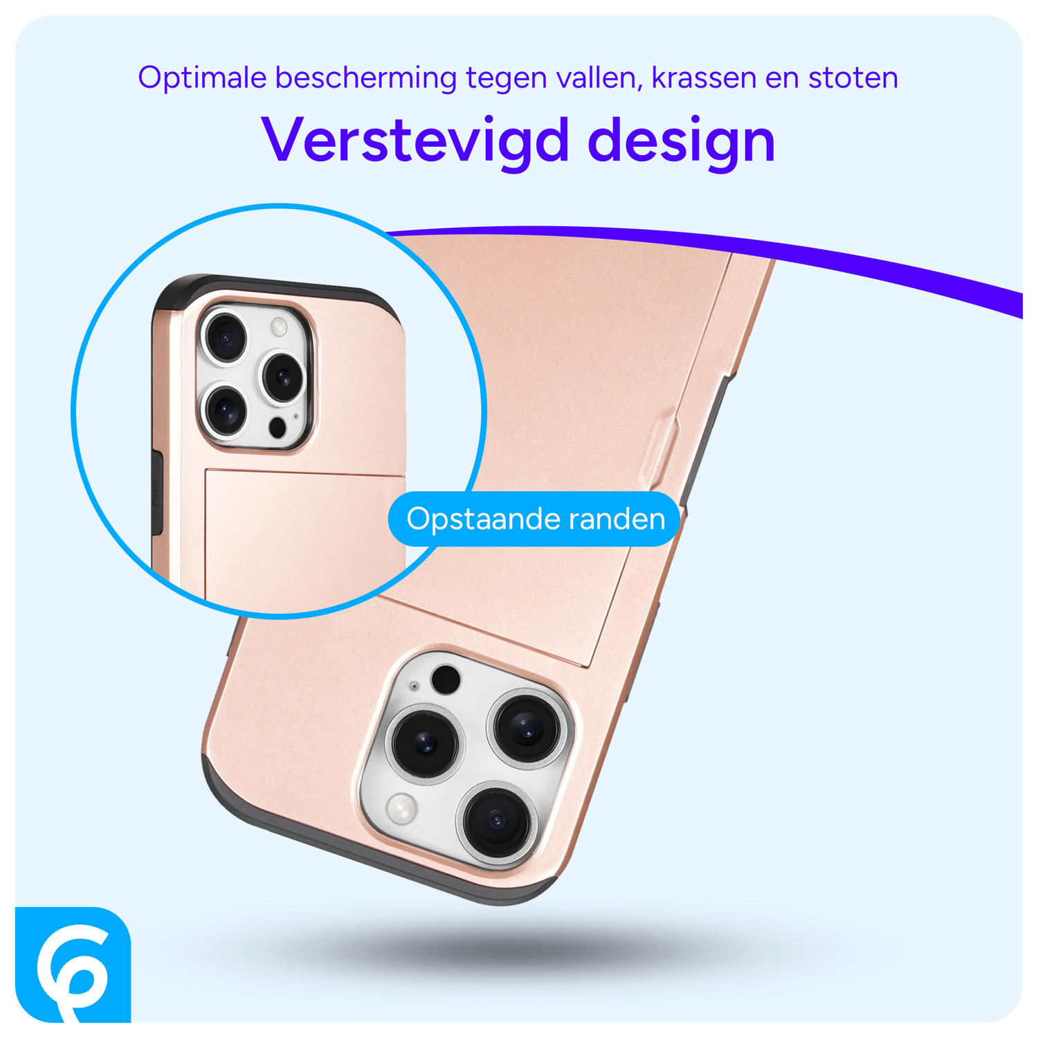 Apple iPhone 16 Pro Hoesje met Slider Kaarthouder Back Cover Roze afbeelding 2