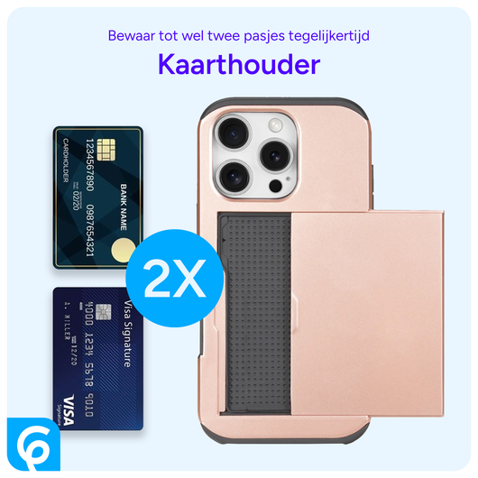 Apple iPhone 16 Pro Hoesje met Slider Kaarthouder Back Cover Roze afbeelding 6