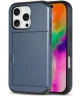 Apple iPhone 16 Pro Hoesje met Slider Kaarthouder Back Cover Blauw