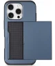 Apple iPhone 16 Pro Hoesje met Slider Kaarthouder Back Cover Blauw