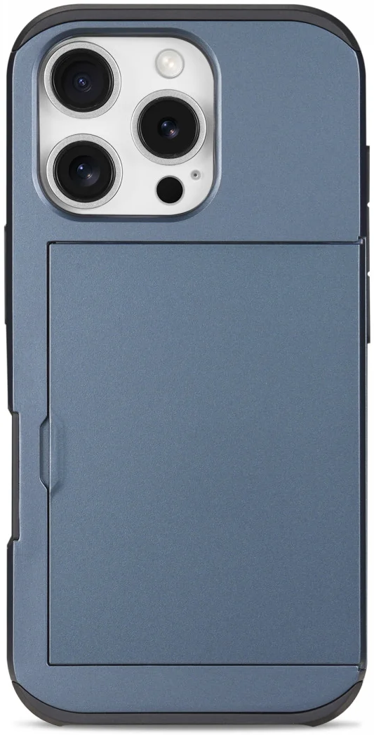 Apple iPhone 16 Pro Max Hoesje met Slider Kaarthouder Back Cover Blauw afbeelding 6